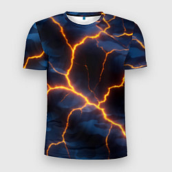 Футболка спортивная мужская Молния на камуфляжной текстуре, цвет: 3D-принт