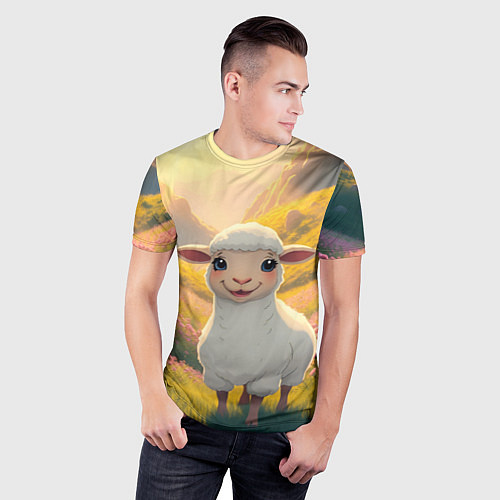 Мужская спорт-футболка Забавный ягнёнок / 3D-принт – фото 3