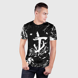 Футболка спортивная мужская Doom белые краски штрихи, цвет: 3D-принт — фото 2