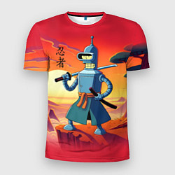Футболка спортивная мужская Бендер ниндзя в Японском пейзаже, цвет: 3D-принт
