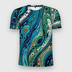 Мужская спорт-футболка Сине-зеленый абстрактный узор