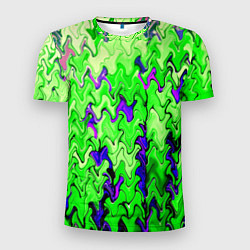 Мужская спорт-футболка Ярко-зелёный стекающая абстаркция