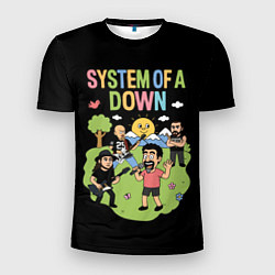 Футболка спортивная мужская System of a Down мультяшный, цвет: 3D-принт