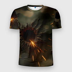 Мужская спорт-футболка Следы от пуль на камуфляже