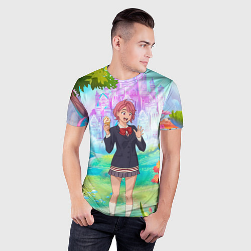 Мужская спорт-футболка Дандадан Сиратори Айра держит мороженое / 3D-принт – фото 3