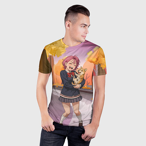 Мужская спорт-футболка Сиратори Айра Дандадан с щенком / 3D-принт – фото 3