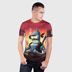 Футболка спортивная мужская Крутой ниндзя Бендер в ночном городе, цвет: 3D-принт — фото 2