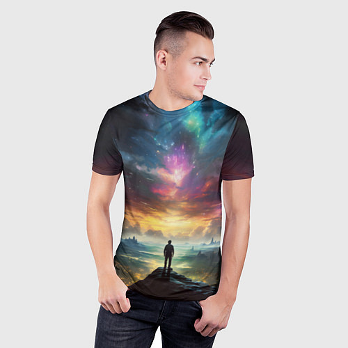 Мужская спорт-футболка Shocking the cosmos / 3D-принт – фото 3