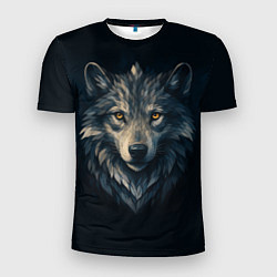 Футболка спортивная мужская Пиксельная голова волка, цвет: 3D-принт