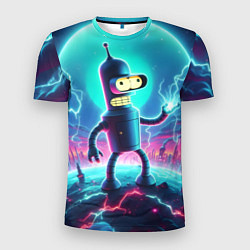 Футболка спортивная мужская Робот-сгибальщик Бендер пропускает через себя молн, цвет: 3D-принт