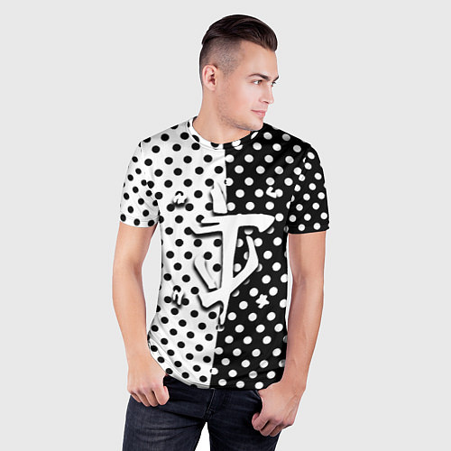 Мужская спорт-футболка Doom точки черно белые / 3D-принт – фото 3