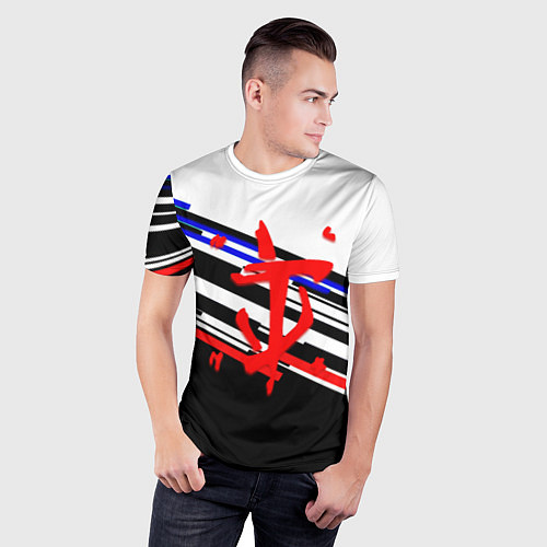 Мужская спорт-футболка Doom line color / 3D-принт – фото 3