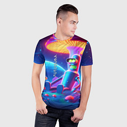 Футболка спортивная мужская Робот-сгибальщик Бендер находится под неоновым мух, цвет: 3D-принт — фото 2
