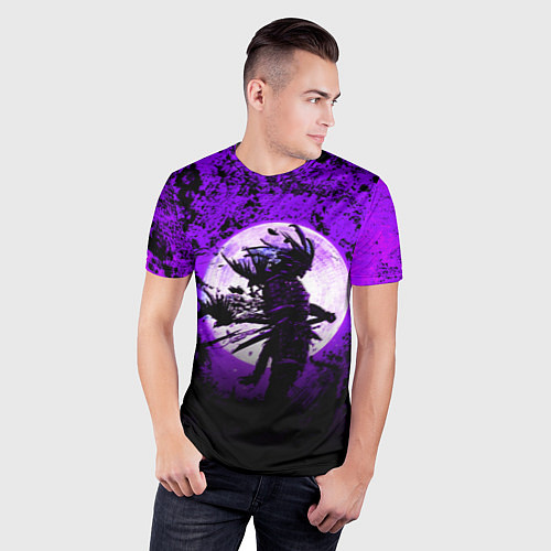 Мужская спорт-футболка Самурай при луне / 3D-принт – фото 3