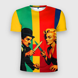 Мужская спорт-футболка Чарли Чаплин против Мэрилин Монро поп-арт