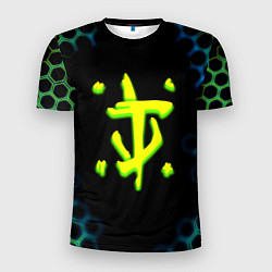 Футболка спортивная мужская Doom соты кислотное лого, цвет: 3D-принт