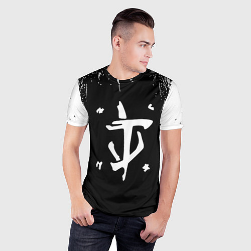 Мужская спорт-футболка Doom краска белая текстура / 3D-принт – фото 3