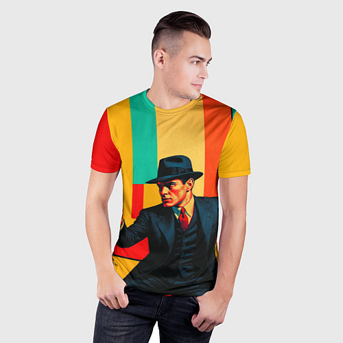 Мужская спорт-футболка Мужчина с пистолетом поп-арт / 3D-принт – фото 3