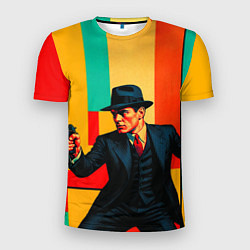 Футболка спортивная мужская Мужчина с пистолетом поп-арт, цвет: 3D-принт