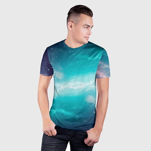Мужская спорт-футболка Галактическое сияние небес / 3D-принт – фото 3