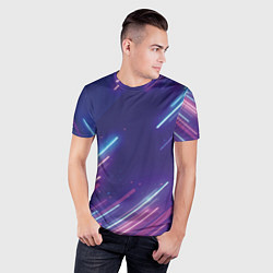 Футболка спортивная мужская Абстракция бело синие красные полосы, цвет: 3D-принт — фото 2