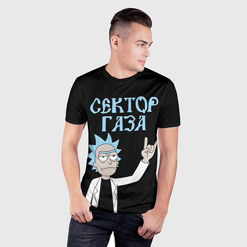 Мужская спорт-футболка Сектор Газа и Рик Санчес из Рик и Морти / 3D-принт – фото 3