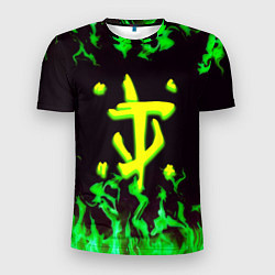 Футболка спортивная мужская Doom зелёный огонь, цвет: 3D-принт
