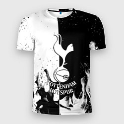 Футболка спортивная мужская Тоттенхэм черно белый огонь, цвет: 3D-принт