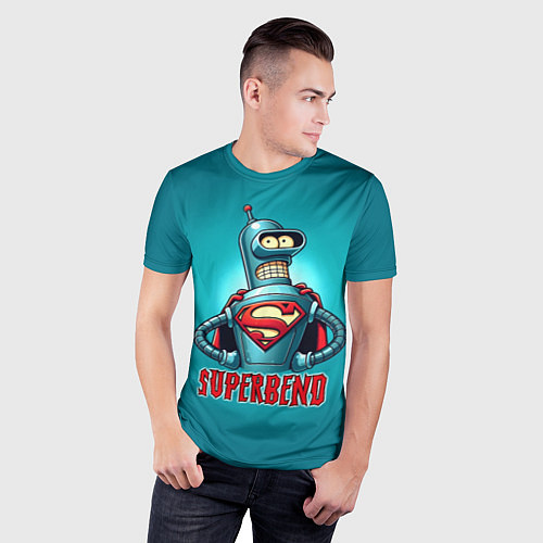 Мужская спорт-футболка Bender superman - collaboration / 3D-принт – фото 3