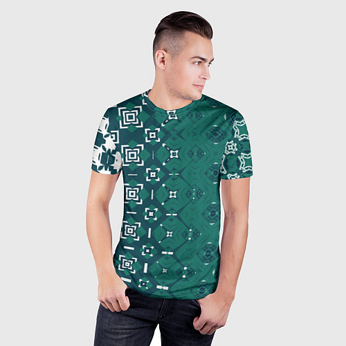 Мужская спорт-футболка Изумрудные узоры / 3D-принт – фото 3