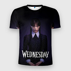 Футболка спортивная мужская Уэнсдэй в черных слезах Wednesday, цвет: 3D-принт