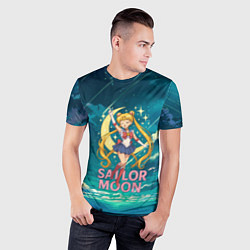 Футболка спортивная мужская Sailor Moon на фоне неба, цвет: 3D-принт — фото 2