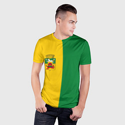 Футболка спортивная мужская Новокузнецк, зелёно-жёлтый, герб и надпись на спин, цвет: 3D-принт — фото 2
