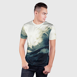 Футболка спортивная мужская Чёрно-синие абстрактные краски, цвет: 3D-принт — фото 2