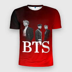 Футболка спортивная мужская BTS красно-черный фон, цвет: 3D-принт
