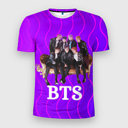 Футболка спортивная мужская BTS состав группы на диване, цвет: 3D-принт