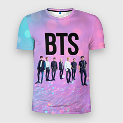 Футболка спортивная мужская BTS розовый боке, цвет: 3D-принт