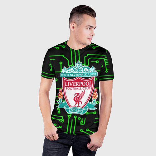 Мужская спорт-футболка Liverpool плата текстура / 3D-принт – фото 3