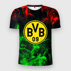Футболка спортивная мужская Borussia красно зеленый огонь, цвет: 3D-принт