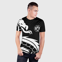 Футболка спортивная мужская Borussia дракон белый, цвет: 3D-принт — фото 2