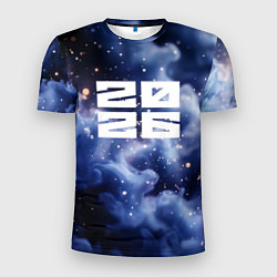Мужская спорт-футболка 2026 синяя дымка с искрами