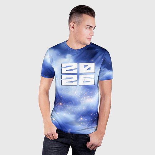 Мужская спорт-футболка 2026 сине-голубая дымка / 3D-принт – фото 3