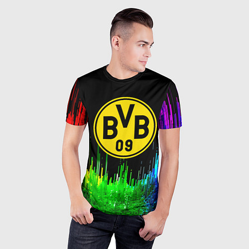 Мужская спорт-футболка Borussia градиент текстура / 3D-принт – фото 3