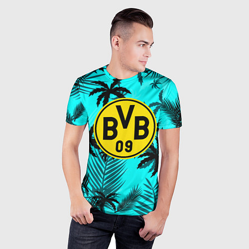 Мужская спорт-футболка Borussia неоновые тропики гта / 3D-принт – фото 3