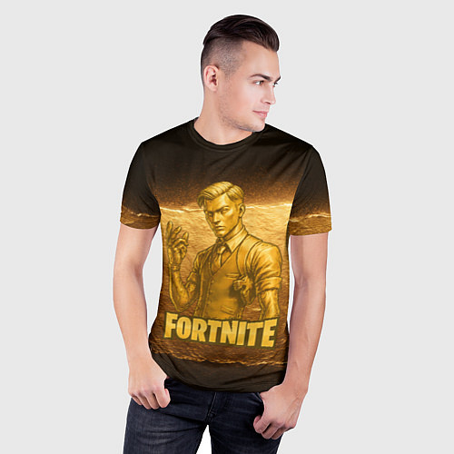 Мужская спорт-футболка Fortnite золотой Мидас / 3D-принт – фото 3