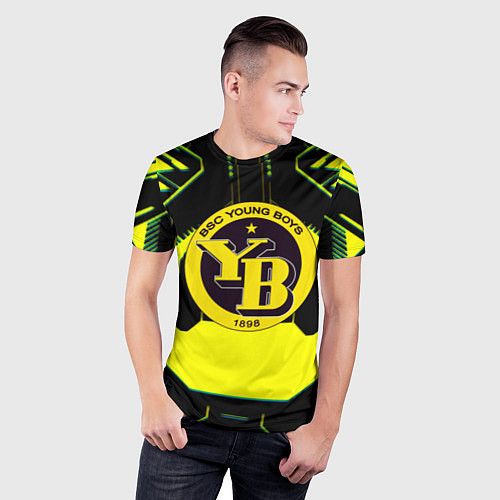 Мужская спорт-футболка Янг Бойз спортивная геометрия линии / 3D-принт – фото 3