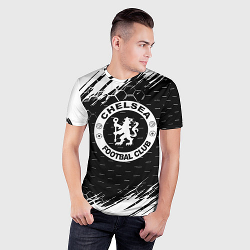 Мужская спорт-футболка Chelsea штрихи красок текстура / 3D-принт – фото 3