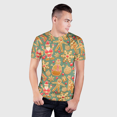 Мужская спорт-футболка Имбирные пряники / 3D-принт – фото 3