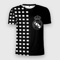 Футболка спортивная мужская Real Madrid клетка, цвет: 3D-принт