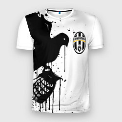 Мужская спорт-футболка Ювентус черная птица краски